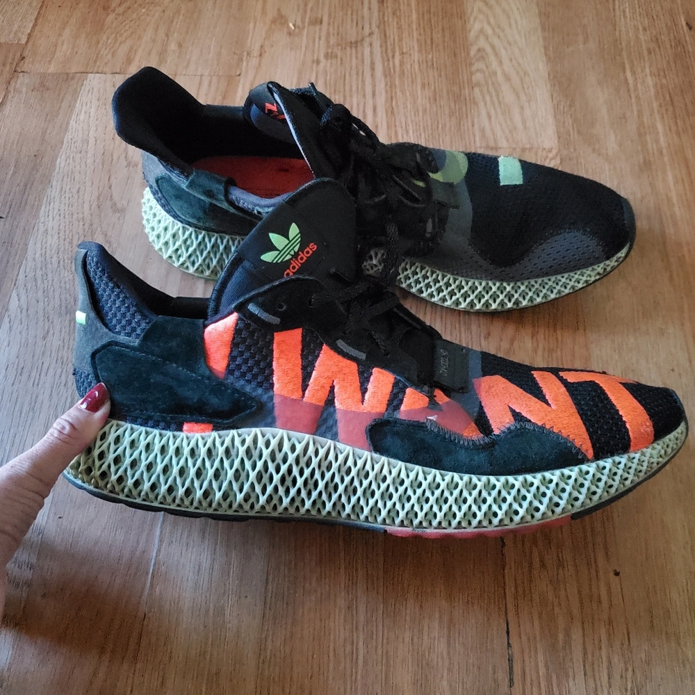 Adidas Torsion  I WANT, Campus 4D Mesh Athletic Sneakers - Black & Neon Orange